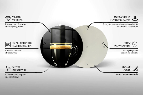 Tagliere in vetro temperato Un bicchiere di caffè nero