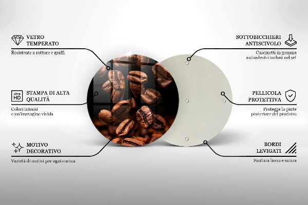 Tagliere in vetro temperato Chicchi di caffè marroni