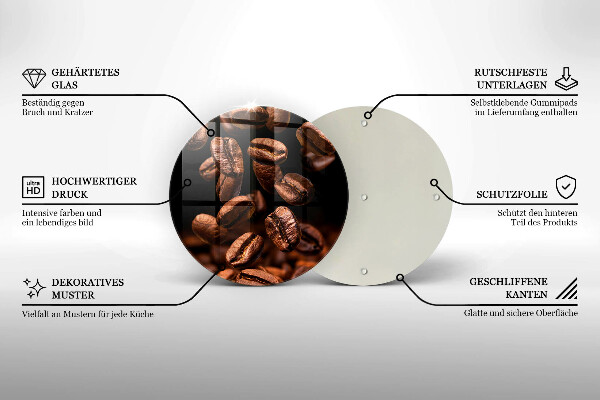 Tagliere in vetro temperato Chicchi di caffè marroni