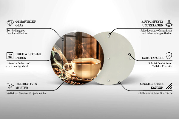 Tagliere in vetro temperato Tazza e chicchi di caffè