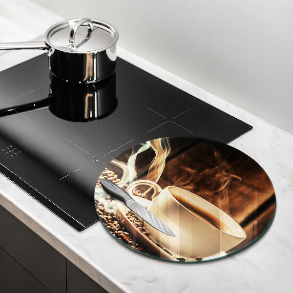 Tagliere in vetro temperato Tazza e chicchi di caffè