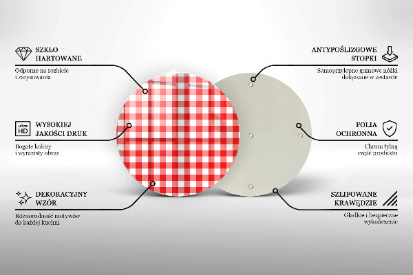 Tagliere in vetro temperato Motivo a quadretti rossi e bianchi