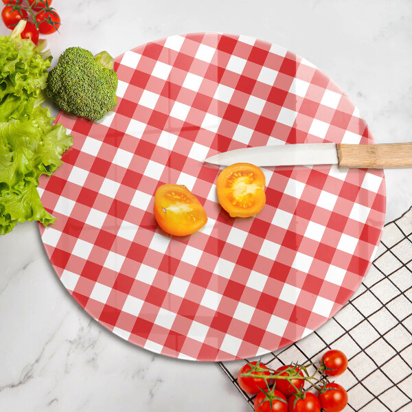 Tagliere in vetro temperato Motivo a quadretti rossi e bianchi