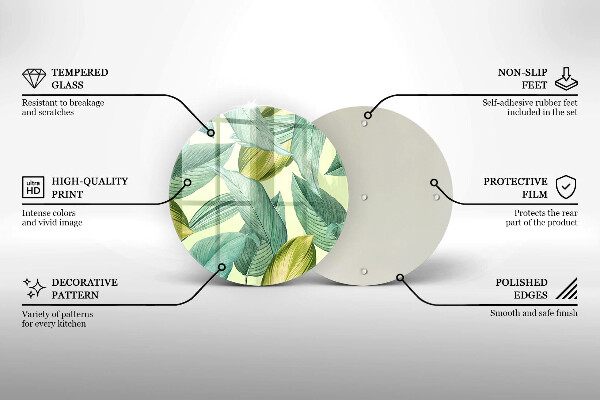 Tagliere in vetro temperato Foglie tropicali verdi