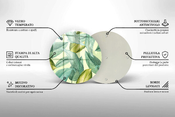 Tagliere in vetro temperato Foglie tropicali verdi