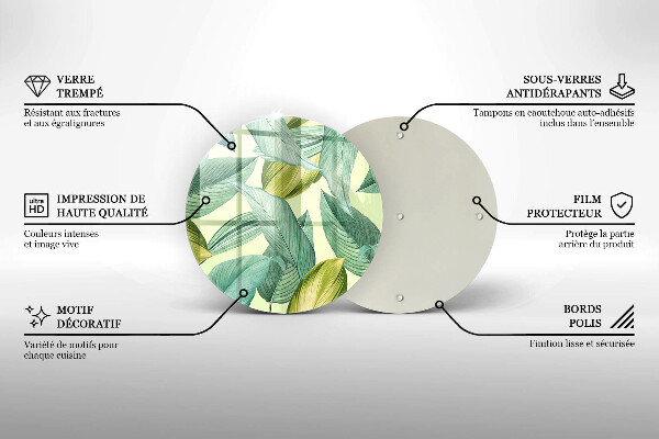 Tagliere in vetro temperato Foglie tropicali verdi