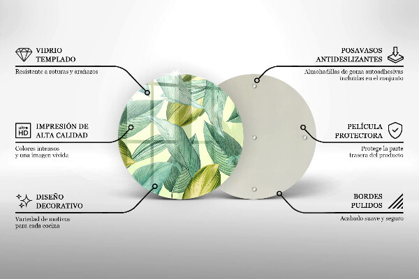 Tagliere in vetro temperato Foglie tropicali verdi