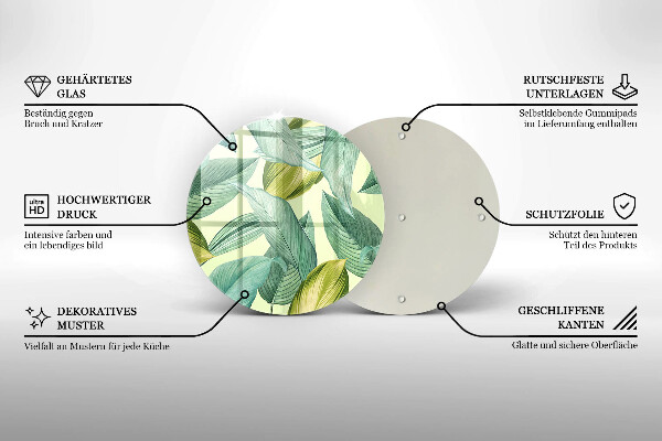 Tagliere in vetro temperato Foglie tropicali verdi