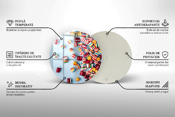 Tagliere in vetro temperato Caramelle colorate