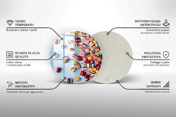 Tagliere in vetro temperato Caramelle colorate