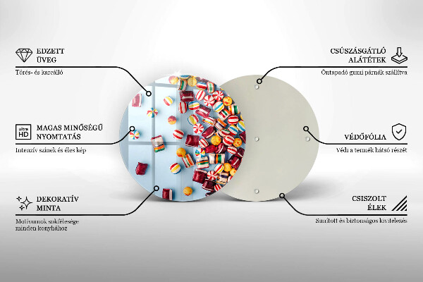 Tagliere in vetro temperato Caramelle colorate