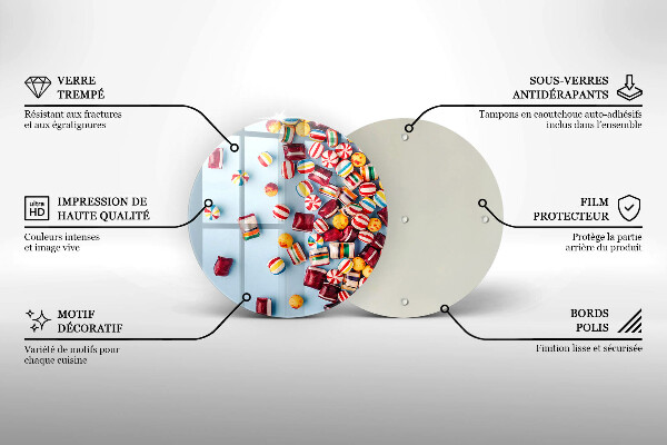 Tagliere in vetro temperato Caramelle colorate