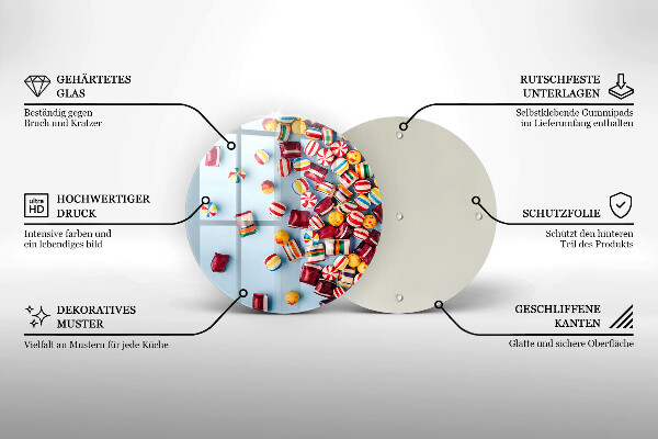 Tagliere in vetro temperato Caramelle colorate