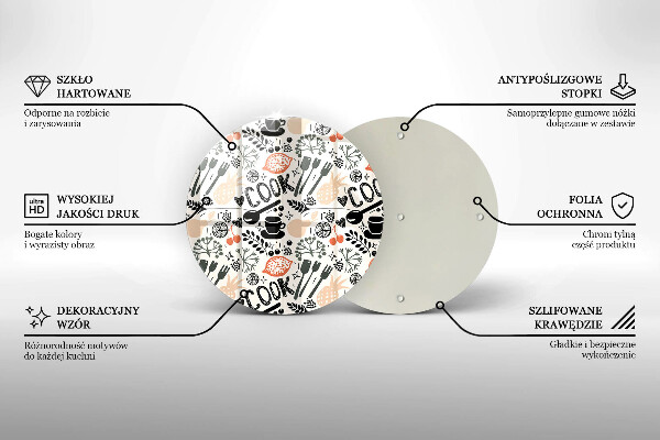 Tagliere in vetro temperato Motivo della cucina dei cartoni animati
