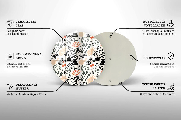 Tagliere in vetro temperato Motivo della cucina dei cartoni animati