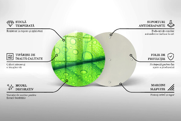 Tagliere in vetro temperato Primo piano di una foglia