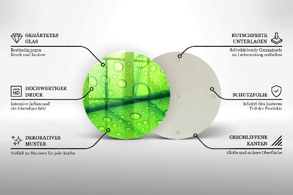 Tagliere in vetro temperato Primo piano di una foglia
