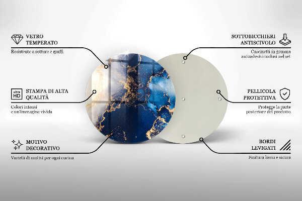 Tagliere in vetro temperato Sfondo elegante e oro