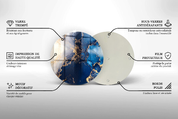 Tagliere in vetro temperato Sfondo elegante e oro