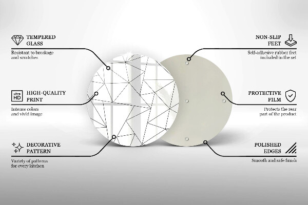 Tagliere in vetro temperato Triangoli bianchi