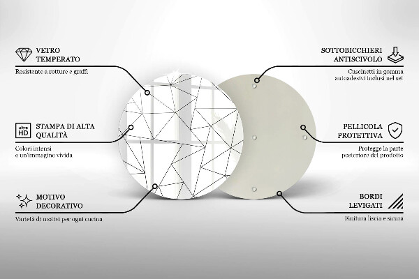 Tagliere in vetro temperato Triangoli bianchi