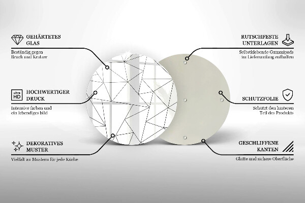 Tagliere in vetro temperato Triangoli bianchi