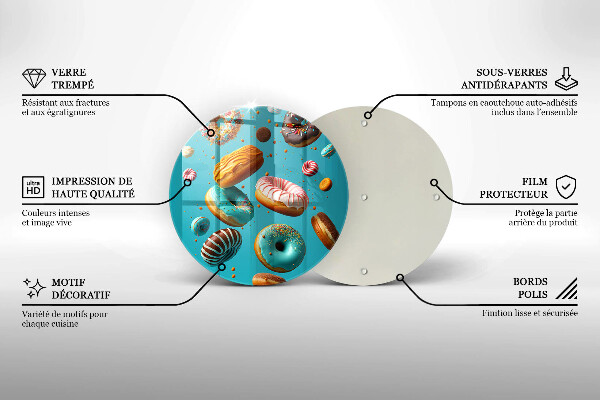 Tagliere in vetro temperato Ciambelle colorate