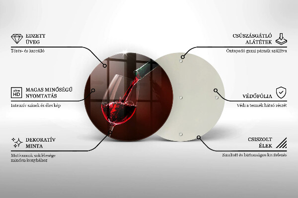 Tagliere in vetro temperato Un bicchiere di vino