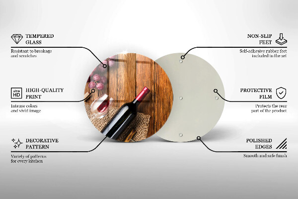 Tagliere in vetro temperato Una bottiglia di vino rosso