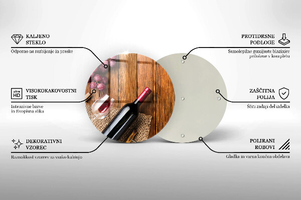 Tagliere in vetro temperato Una bottiglia di vino rosso