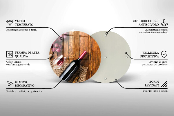 Tagliere in vetro temperato Una bottiglia di vino rosso
