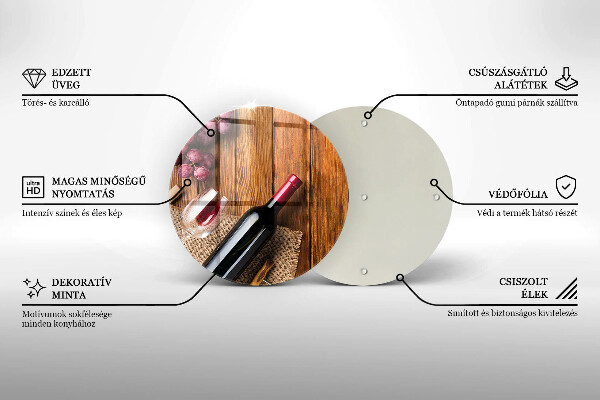 Tagliere in vetro temperato Una bottiglia di vino rosso