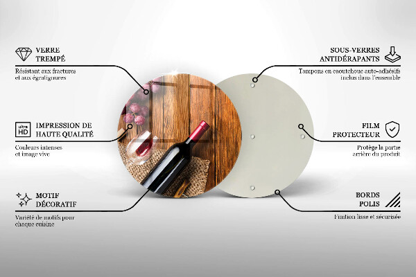 Tagliere in vetro temperato Una bottiglia di vino rosso