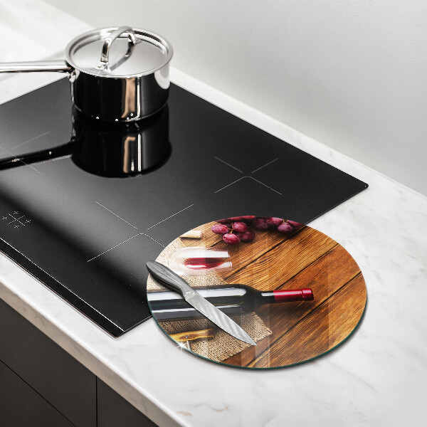 Tagliere in vetro temperato Una bottiglia di vino rosso