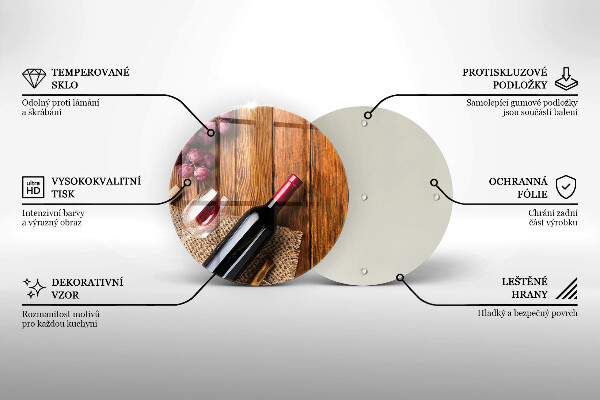 Tagliere in vetro temperato Una bottiglia di vino rosso