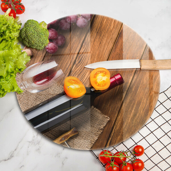 Tagliere in vetro temperato Una bottiglia di vino rosso