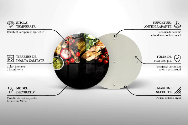 Tagliere in vetro temperato Ingredienti e spezie italiani