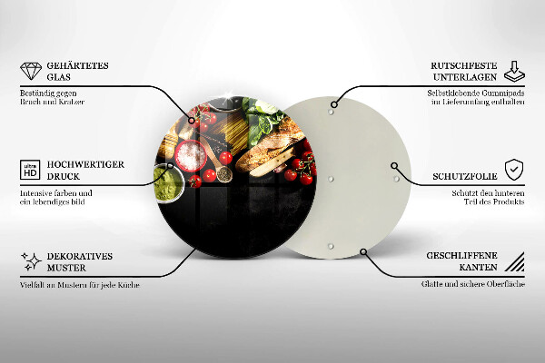 Tagliere in vetro temperato Ingredienti e spezie italiani