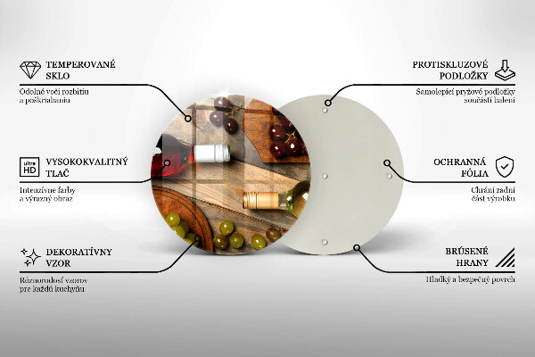 Tagliere in vetro temperato Bottiglie di vino e uva