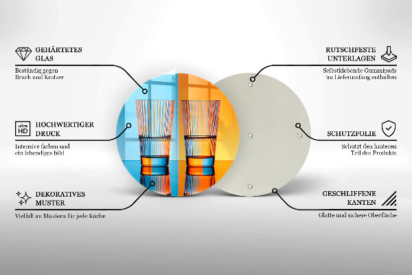 Tagliere in vetro temperato Due bicchieri d'acqua