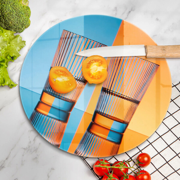 Tagliere in vetro temperato Due bicchieri d'acqua