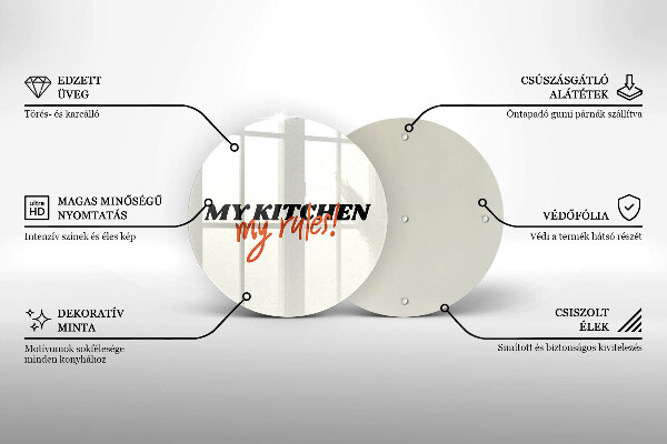 Tagliere in vetro temperato My kitchen my rules