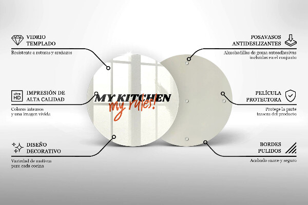 Tagliere in vetro temperato My kitchen my rules