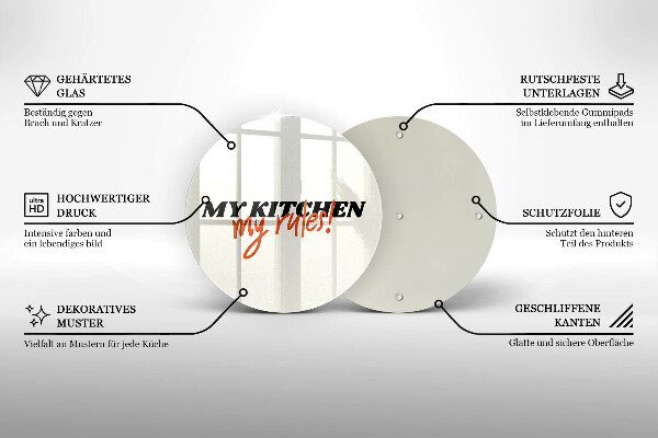 Tagliere in vetro temperato My kitchen my rules