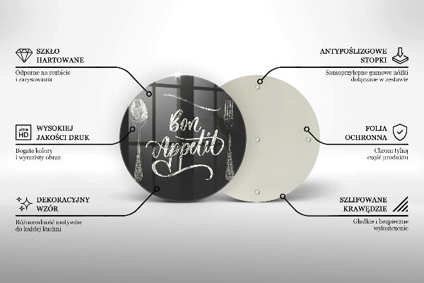 Tagliere in vetro temperato Iscrizione Bon Appetit