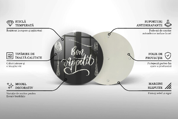 Tagliere in vetro temperato Iscrizione Bon Appetit