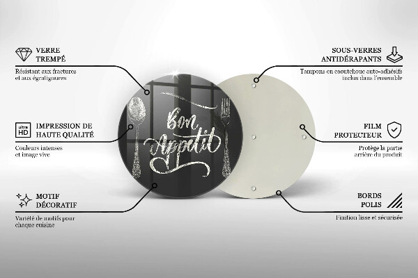 Tagliere in vetro temperato Iscrizione Bon Appetit