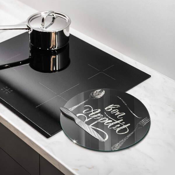 Tagliere in vetro temperato Iscrizione Bon Appetit