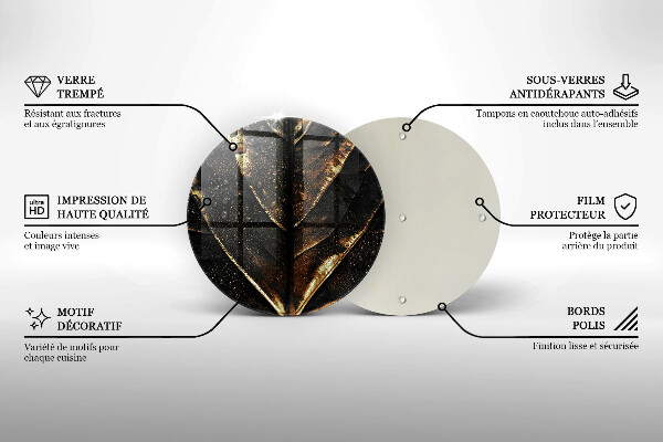Tagliere in vetro temperato Foglia d'oro