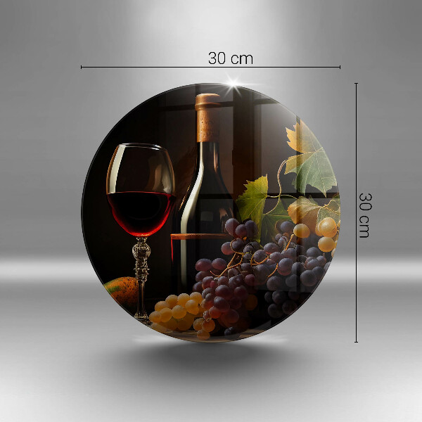 Tagliere in vetro temperato Bicchiere di vino e uva